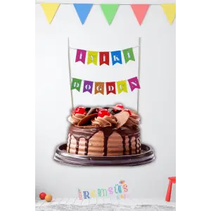 Pastel Renk İyiki Doğdun Yazılı Pasta Bayrağı Pasta Süsleme Çubuğu Yazılı Pasta Süsü