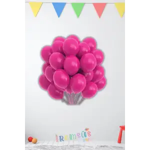 Pastel Ton Fuşya Renk Lateks Balon 10 Adet Fuşya Renk Doğum Günü Süsleme Balonu
