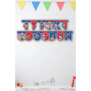 Paw Patrol Tema Doğum Günü Partisi İyiki Doğdun Banner Yazı Paw Patrol BaskılıSüsleme