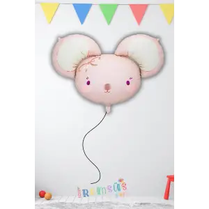 Pembe Fare Şekilli Folyo Helyum Balon 68 cm Fare Konsept Parti Balonu Hayvan Figür Balon