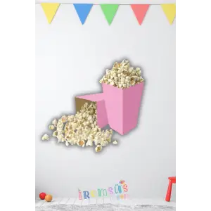 Pembe Konsept Renkli Mısır Kutusu Popcorn 8 li Pembe Tema Masa Üstü Süslemesi
