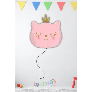 Pembe Renk Kedi Figürü Folyo Helyum Balon 30 Misscat Konsept Süsleme Balonu