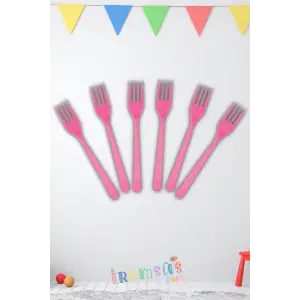Pembe Renk Plastik Çatal 24 Adet Pembe Konsept Kullan At Kaliteli Çatal