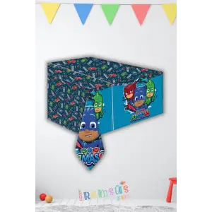 Pijamaskeliler Konsept Doğum Günü Partisi Plastik Masa Örtüsü 120*180 Pijamaske Tema Doğum Günü