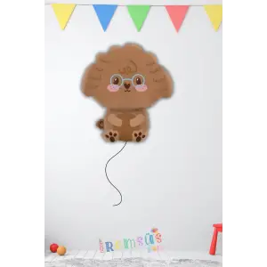 Poodle Dog Figür Kahve Renk Folyo Helyum Balon 60 cm Yavru Köpek Figür Folyo Balon