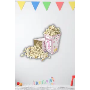 Prenses 1 Yaşında Baskılı Pembe Renk Mısır Kutusu 8 li Kız Bebek 1 Yaş Doğum Günü Süsü