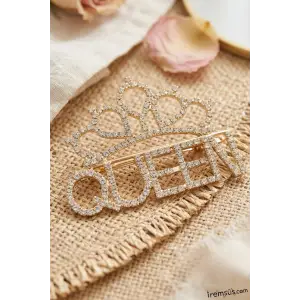 Queen Yazılı Taşlı Toka Bride ve Birthday Tokası