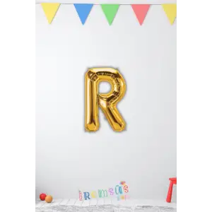 R Harfi Doğum Günü Gold Renk Folyo Balon 16 36 Cm R Harf Folyo Balon Gold Konsept