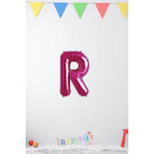 R Harfi Doğum Günü Pembe Renk Folyo Balon 16 36 Cm R Harf Folyo Balon Pembe Konsept