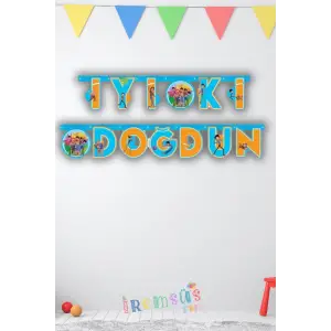 Rafadan Tayfa Konsept Doğum Günü Partisi İyiki Doğdun Yazı Banner Rafadan Tayfa Parti Süslemesi