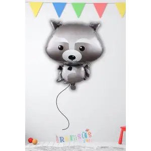 Rakun Figür Folyo Helyum Balon 24 Rakun Konsept Süsleme Hayvan Tema Safari