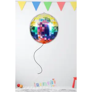 Renkli Disko Topu Şekilli Folyo Helyum Balon 24 Parlak Parti Folyo Balon