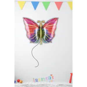 Renkli Kelebek Figür Folyo Helyum Balon 74 cm Hayvanlar Konsept Folyo Balon Süsleme