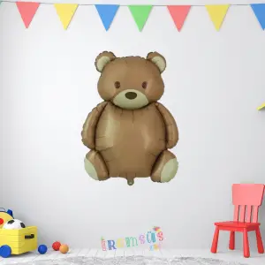 Retro Büyük Ayıcık Folyo Helyum Balon 90 Cm Mat Renk Ayıcık Folyo Balon