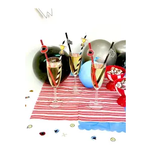 Retro Yarışcı Tema Doğum Günü Partisi Figürlü Pipet 12 li Yarışcı Konsept Süsleme