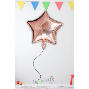 Rose Gold Renk Folyo Yıldız Helyum Balon 18 45 cm 1 Adet Rose Gold Süsleme