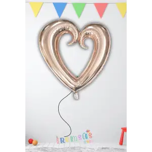 Rose Gold Renkli Çengel İçi Boş Kalp Folyo Helyum Balon 40 Sevgili Özel Gün Balon Süslemesi