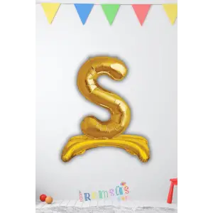 S Harfi Ayaklı Folyo Balon Gold Renk 32