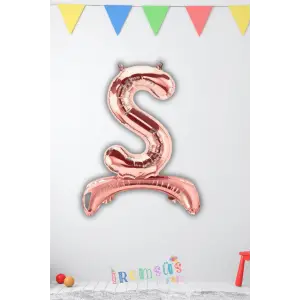 S Harfi Ayaklı Folyo Balon Rose Gold Renk 32