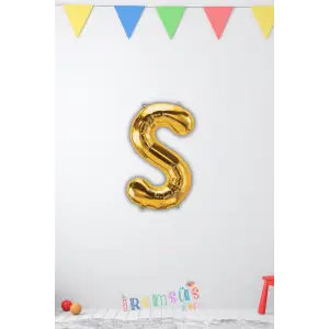 S-Ş Harfi Doğum Günü Gold Renk Folyo Balon 16 36 Cm S-Ş Harf Folyo Balon Gold Konsept