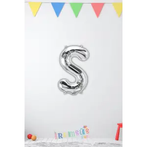S-Ş Harfi Doğum Günü Gümüş Renk Folyo Balon 16 36 Cm S-Ş Harf Folyo Balon Silver Konsept