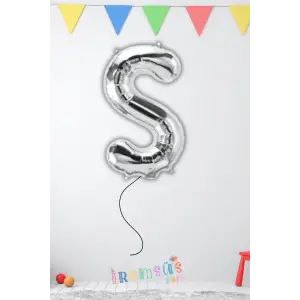 S-Ş Harfi Doğum Günü Gümüş Renk Folyo Helyum Balon 34 76 Cm S-Ş Harf Folyo Balon Silver Konsept