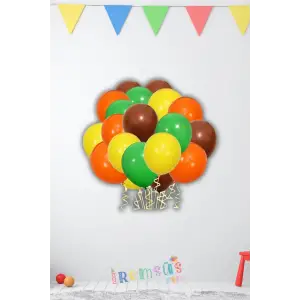 Safari Konsept Doğum Günü Partisi Pastel Tonlu Süsleme Balon 20 Adet Safari Tema Süslemesi