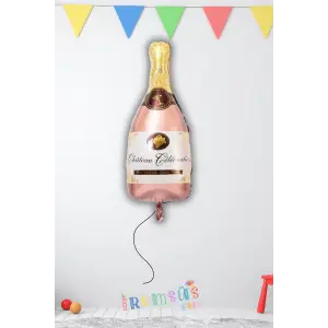 Şampanya Şişesi Şekilli Folyo Helyum Balon Rose Renk 104*49 Cm Bride Ve Doğum Günü Süslemesi