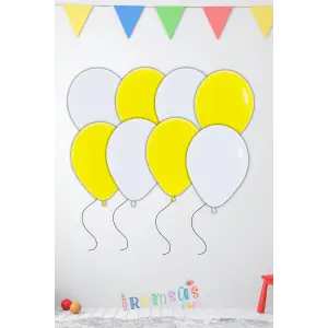Sarı Beyaz Pastel Ton Karışık Renk Balon 12 10 Adet Papatya Konsept Parti Süsleme Balonu