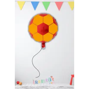 Sarı Kırmızı Futbol Topu Folyo Helyum Balon Parti Balonu 18 Sarı Kırmızı Konsept Doğum Günü Partisi