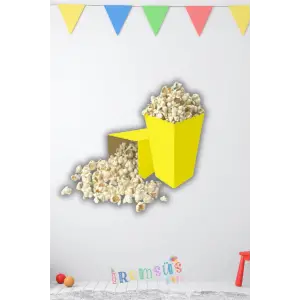 Sarı Konsept Renkli Mısır Kutusu Popcorn 8 li Sarı Tema Masa Üstü Süslemesi