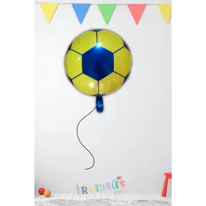 Sarı Lacivert Futbol Topu Folyo Helyum Balon Parti Balonu 18 Fenerbahçe Doğum Günü Partisi