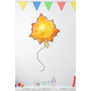 Sarı Yaprak Figür Folyo Helyum Balon 60 cm Sonbahar Konsept Folyo Balon Süsleme
