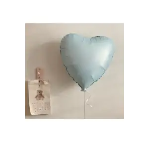 Satin Mavi Renk Folyo Kalp Helyum Balon 45 CM 1 adet Set Retro Renk Mavi Folyo Kalp