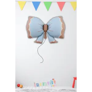 Satin Mavi Renk Papyon Figür Folyo Helyum Balon 91 cm Mat Mavi Renk Süsleme Balonu