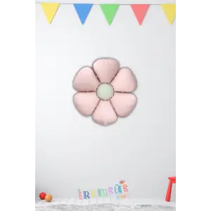 Satin Pembe Bej Renk Papatya Figür Folyo Balon 60 cm Papatya Doğum Günü Konsept Süsleme Balonu