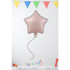 Şeftali Tüyü Folyo Yıldız Şekilli Helyum Balon 18 45 cm 1 Adet Retro Ton Süsleme Balonu