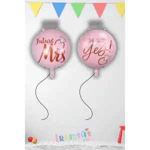 She Said Yes Yazılı Yuvarlak Folyo Helyum Balon 24 Bride To Be Süsleme Balonu