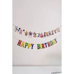 Sirk Tema Doğum Günü Partisi Happy Birthday Banner + Dekoratif Banner Sirk Konsept Süs