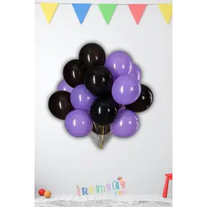 Siyah Mor Karışık Renk Lateks Balon 20 Adet Wednesday Konsept Balon Süslemesi