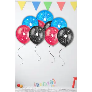 Spider Man Doğum Günü Partisi Konsepti Örümcek Baskılı Lateks Balon 10 Adet Örümcek adam Süsleme