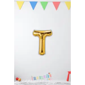 T Harfi Doğum Günü Gold Renk Folyo Balon 16 36 Cm T Harf Folyo Balon Gold Konsept