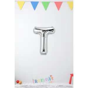 T Harfi Doğum Günü Gümüş Renk Folyo Balon 16 36 Cm T Harf Folyo Balon Silver Konsept