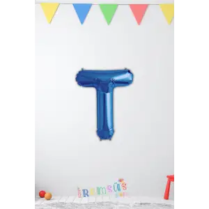 T Harfi Doğum Günü Mavi Renk Folyo Balon 16 36 Cm T Harf Folyo Balon Mavi Konsept