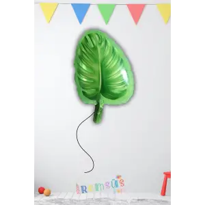 Tropıkal Yaprak Yeşil Renk Folyo Helyum Balon 40*51 Cm Safari Tema Parti ve Orman Konsept Süslemesi