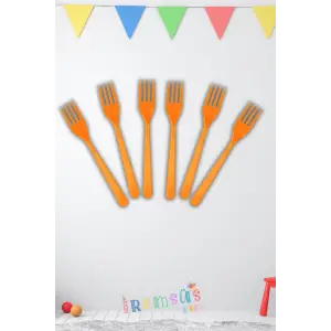 Turuncu Renk Plastik Çatal 24 Adet Turuncu Konsept Kullan At Kaliteli Çatal
