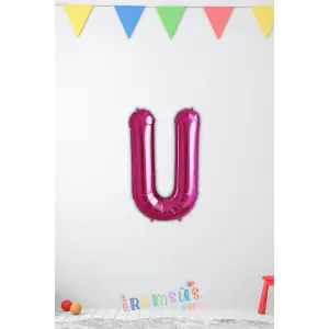 U-Ü Harf Pembe Renk Folyo Balon 40 Cm