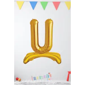 U-Ü Harfi Ayaklı Folyo Balon Gold Renk 32