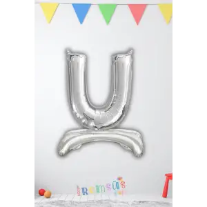 U-Ü Harfi Ayaklı Folyo Balon Gümüş Renk 32