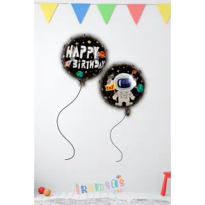 Uzay Konsept Baskılı Happy Birthday Folyo Balon 18
